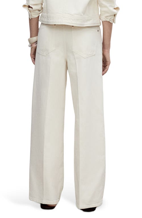 Shop Mango Belted Mid Rise Wide Leg Jeans In Off White