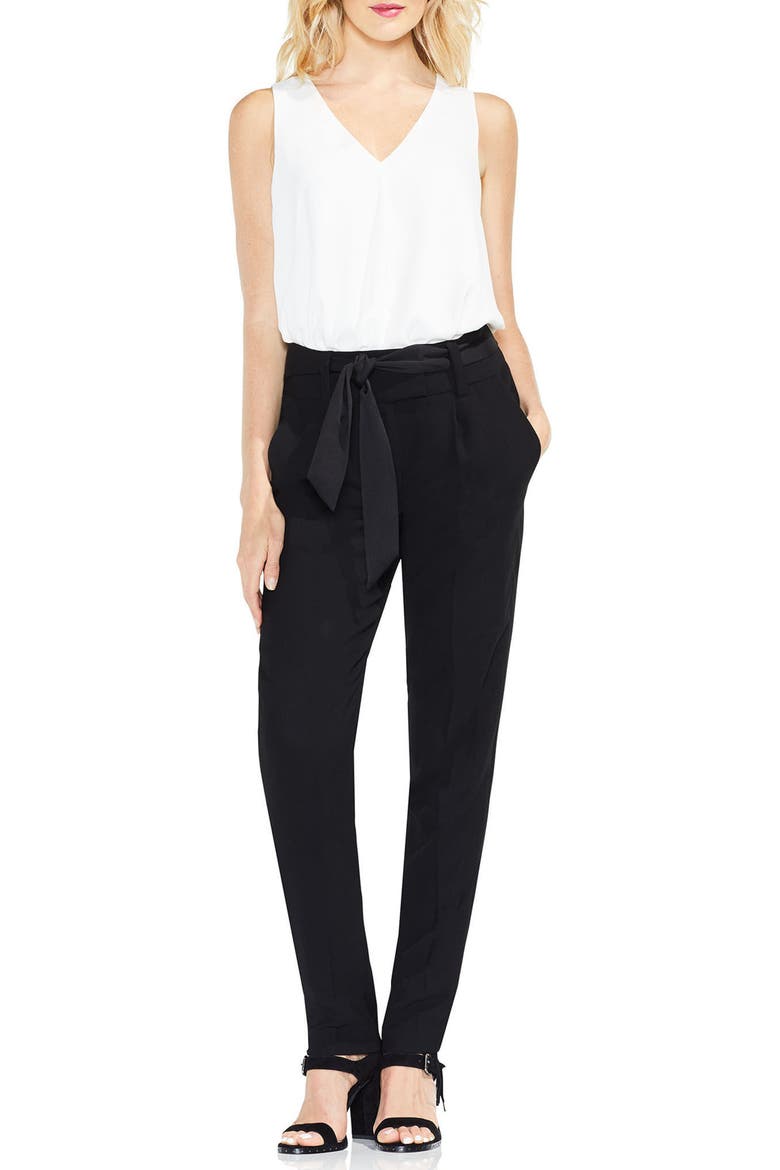 Matte Shine Crepe Slim Leg Pants, Alternate, color, RICH BLACK