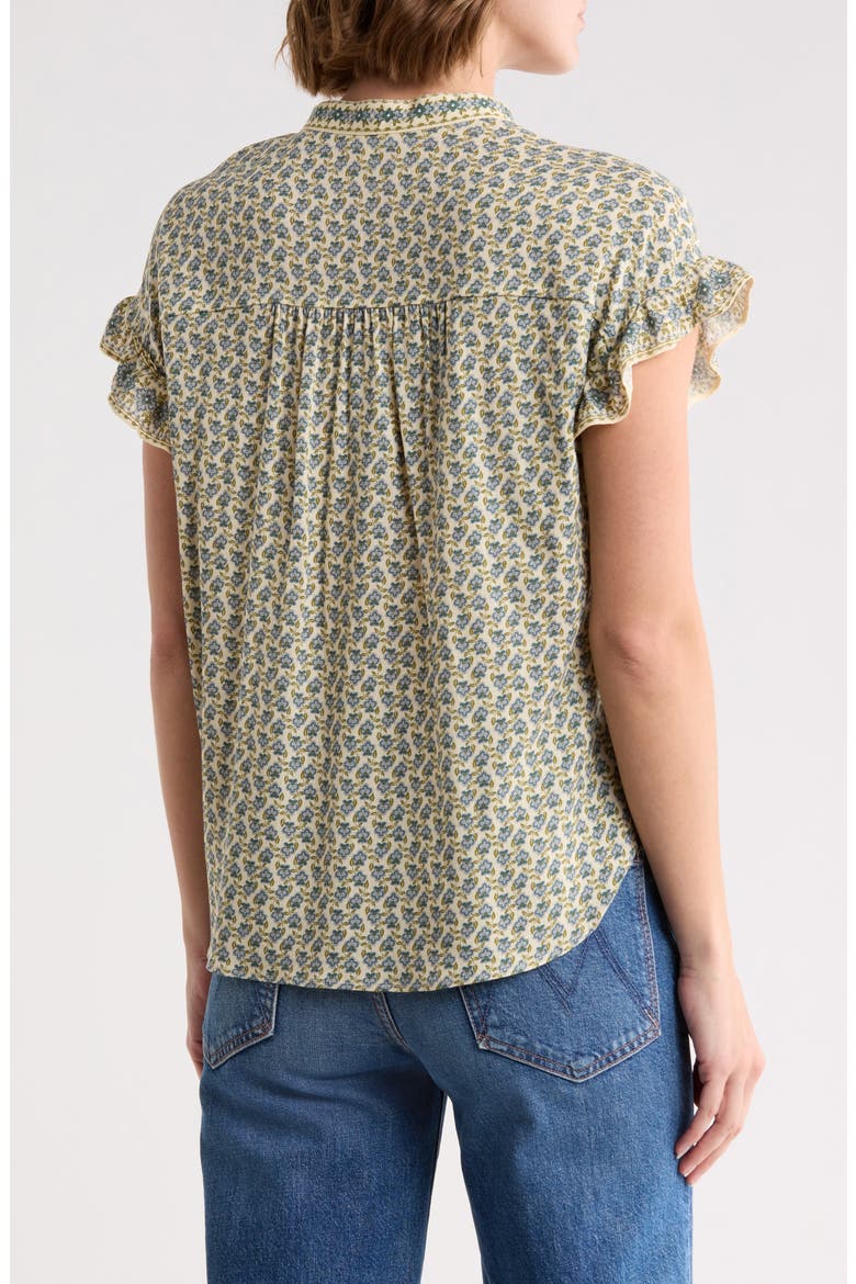 Flutter Sleeve Top, Alternate, color, IVORY/ TEAL CUTIE FLORAL