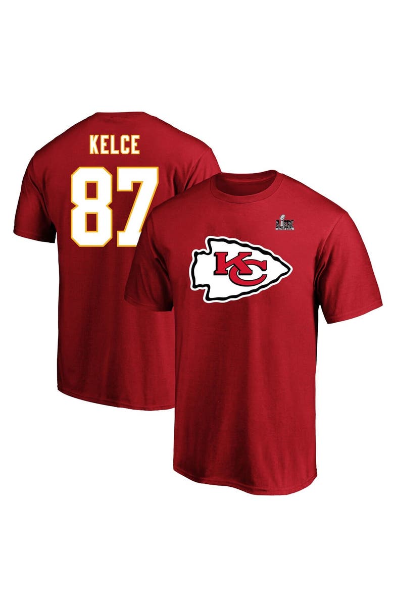 FANATICS Men's Fanatics Travis Kelce Red Kansas City Chiefs Super Bowl LIX Big & Tall Player Name & Number T-Shirt, Alternate, color, 
