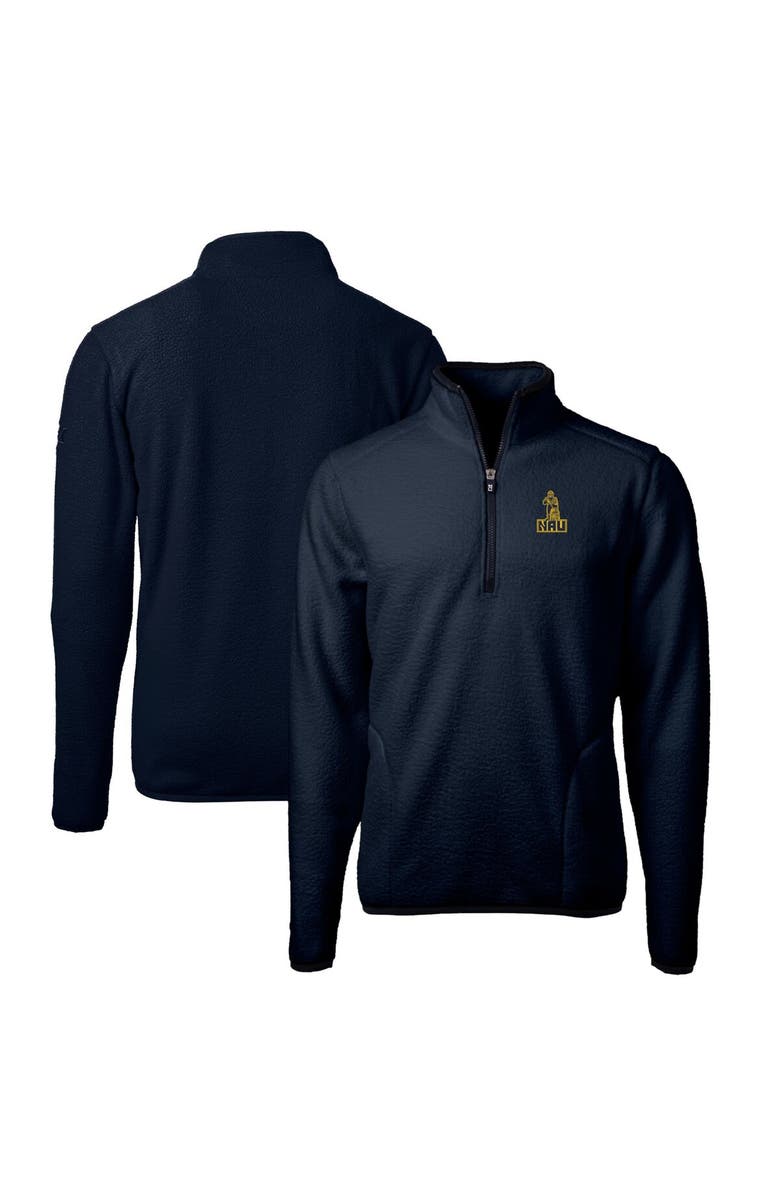 Cutter & Buck Men's Cutter & Buck Navy Northern Arizona Lumberjacks Vault Cascade Eco Sherpa Fleece Big & Tall Quarter-Zip Top, Main, color,
