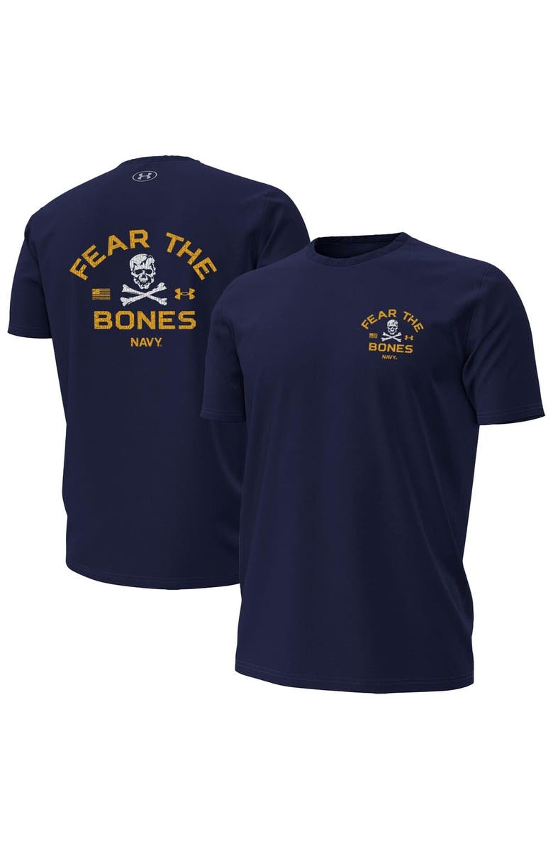 Under Armour Men's Under Armour Navy Navy Midshipmen Distressed Jolly Rogers T-Shirt, Alternate, color,