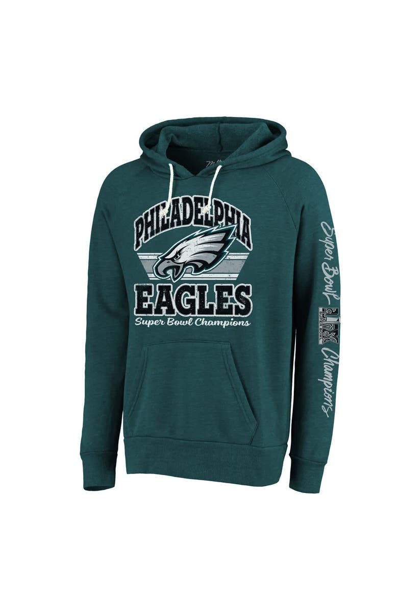 Majestic Threads Men's Majestic Threads Midnight Green Philadelphia Eagles Super Bowl LIX Champions Sonder Tri-Blend Pullover Hoodie, Alternate, color, 