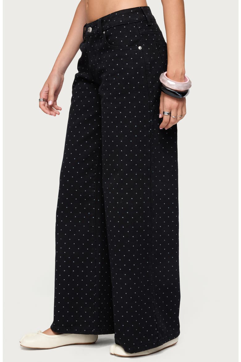 Misha Polka Dot Baggy Wide Leg Jeans, Alternate, color, BLACK