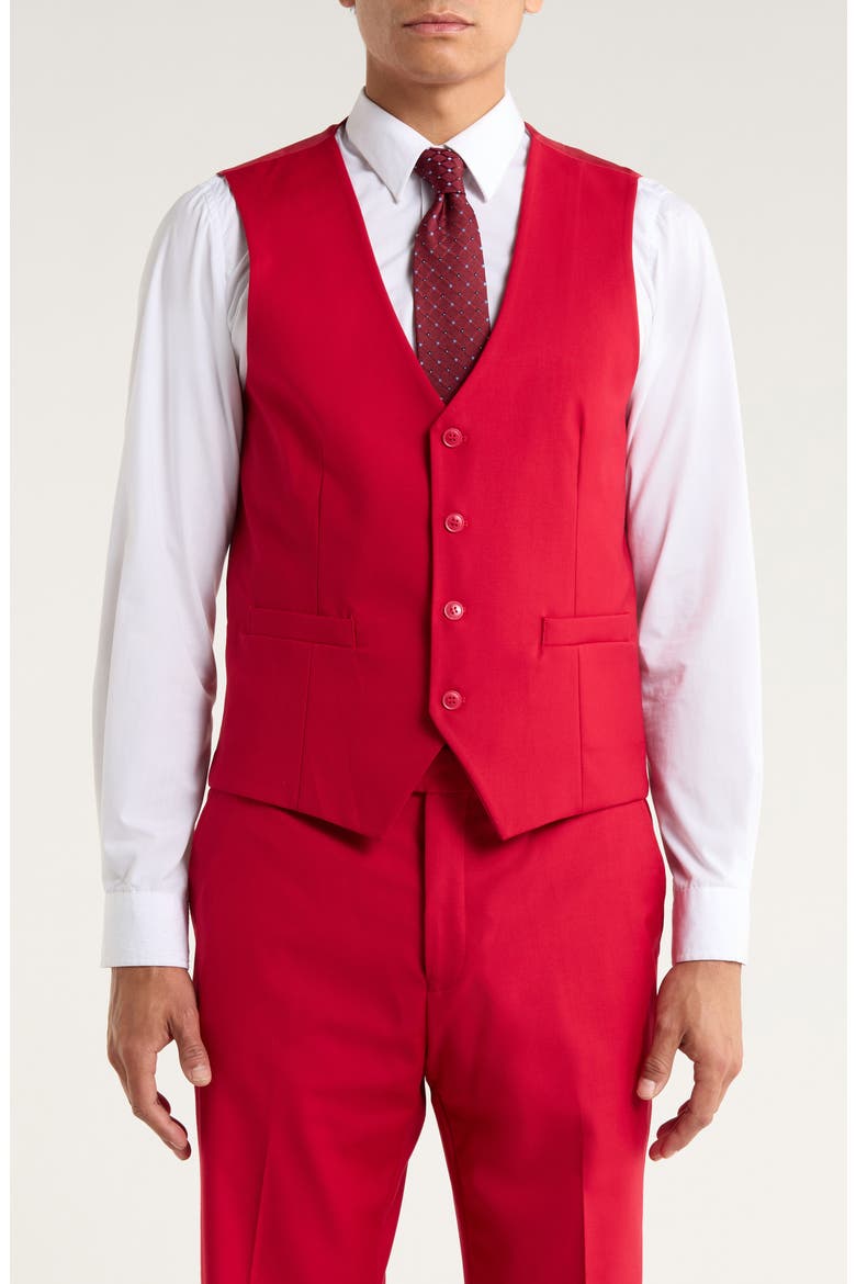 Red Mélange 3-Piece Suit, Alternate, color, RED