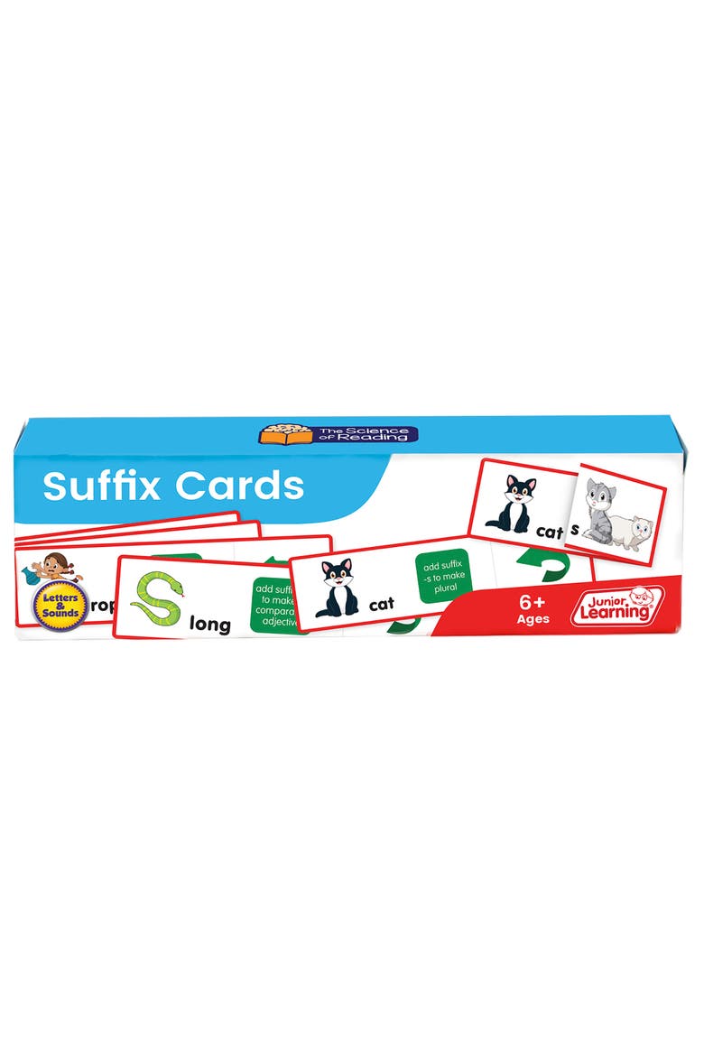 Suffix Flash Cards, Grade 1, Alternate, color, Multicolored