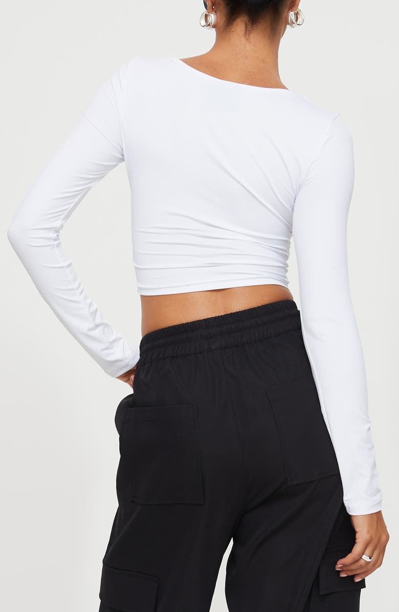 Princess Polly Dunford Crossover Long Sleeve Top, Alternate, color, White