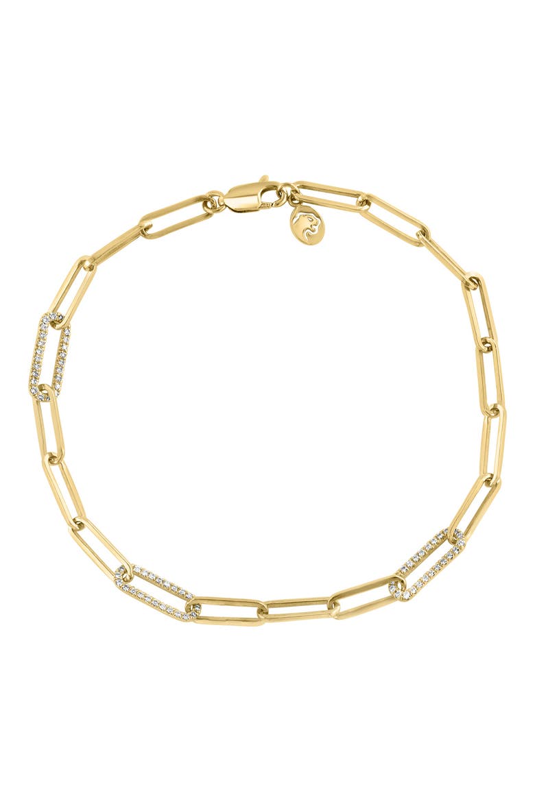 14k Yellow Gold Plated Sterling Silver Diamond Chain Bracelet - 0.28 ctw., Main, color, WHITE