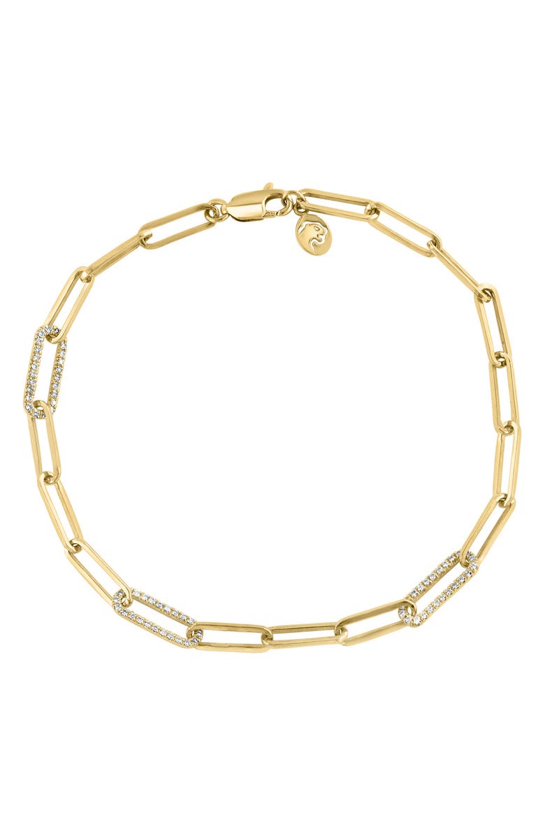 EFFY 14k Yellow Gold Plated Sterling Silver Diamond Chain Bracelet - 0.28 ctw., Main, color, White