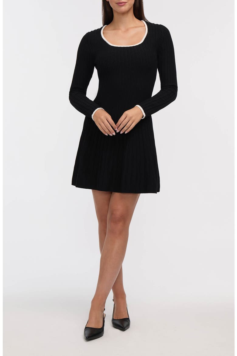 Square Neck Sweater Dress, Main, color, BLACK