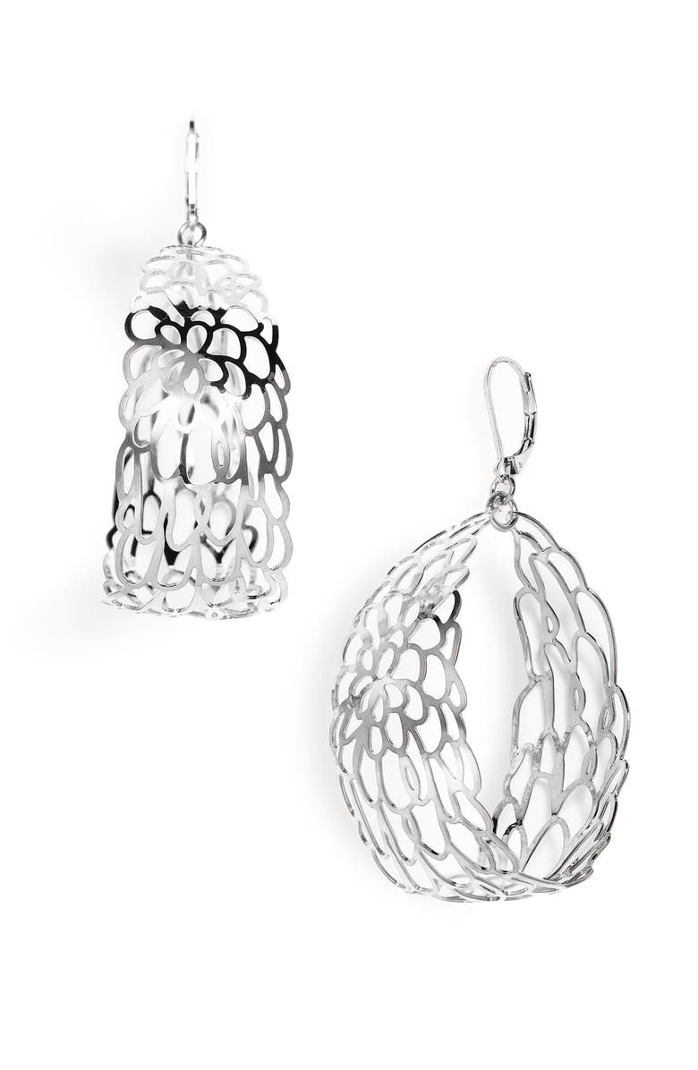 Nordstrom 'Etchings' Floral Cutout Hoop Earrings, Main, color, 