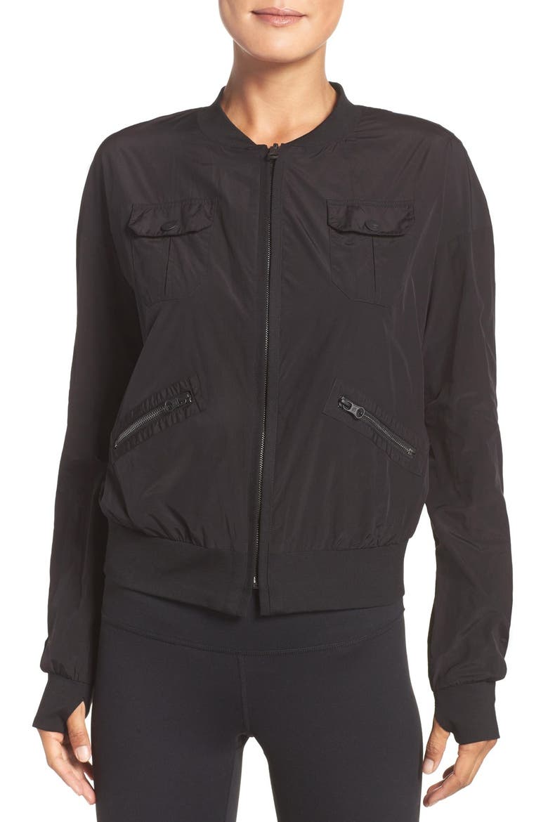 Reversible Bomber Jacket, Alternate, color, BLACK/ WHITE MULTI