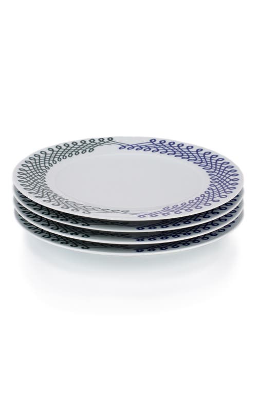 Misette Set Of 4 Porcelain Dinner Plates In Blue/green