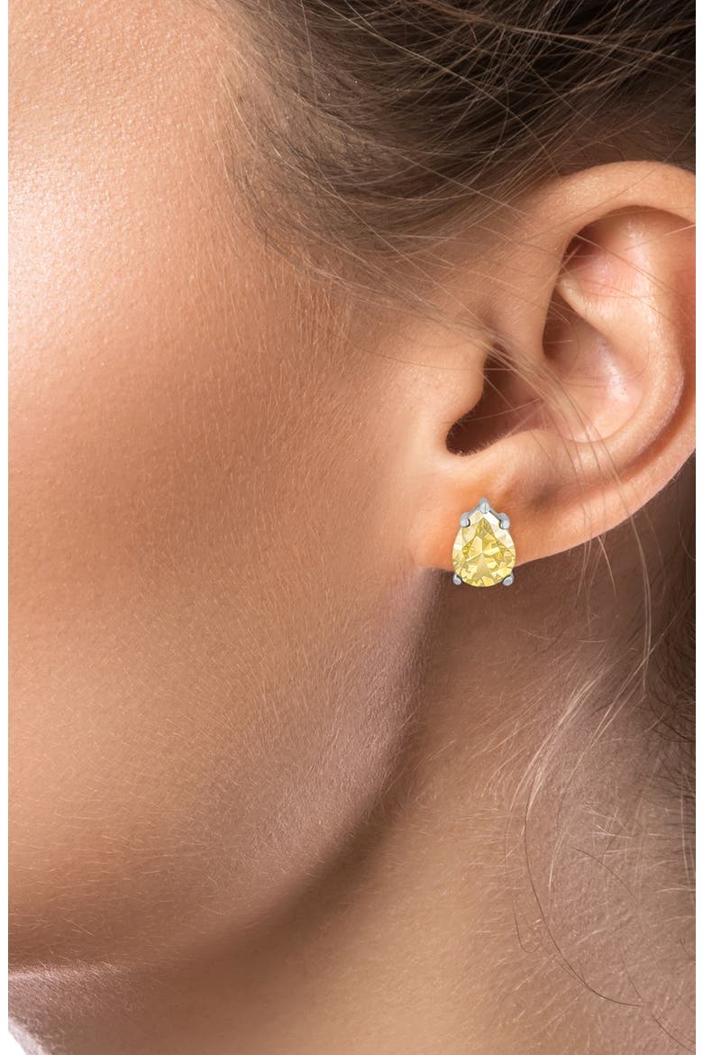 Pear Cut Yellow Cubic Zirconia Stud Earrings, Alternate, color, YELLOW/ SILVER