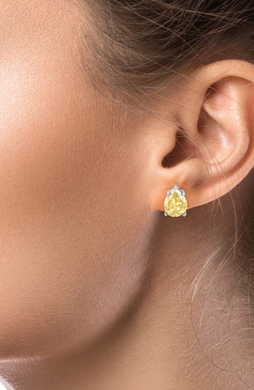 Cz By Kenneth Jay Lane Pear Cut Yellow Cubic Zirconia Stud Earrings In Yellow/silver