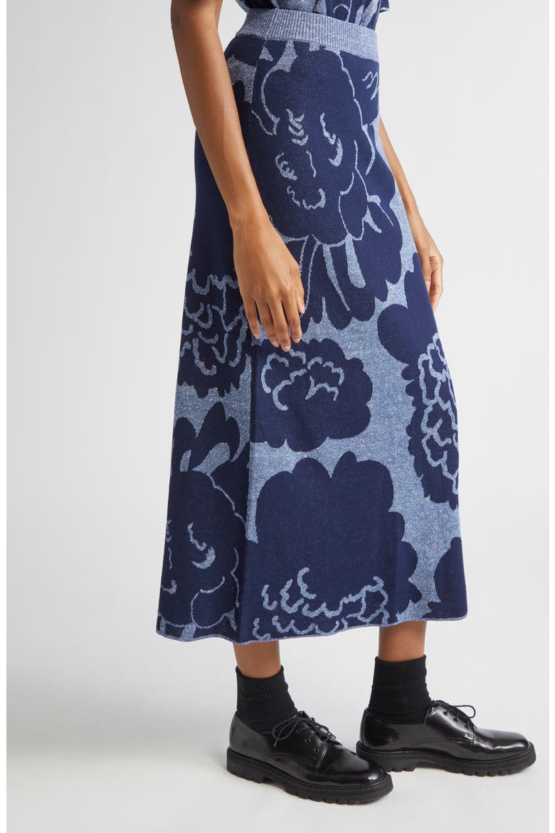 Sivellys Pioni Linen Blend Sweater Skirt, Alternate, color, DARK BLUE