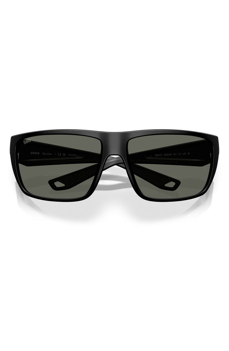 Costa Del Mar 64mm Polarized Rectangular Sunglasses, Alternate, color, Matte Black/ Gray
