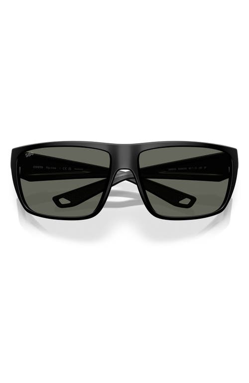 Costa Del Mar 64mm Polarized Rectangular Sunglasses In Matte Black/gray