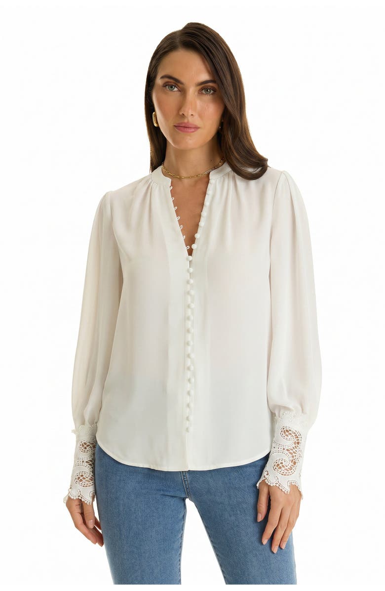 The Noli Shop Blake Lace Sleeve Blouse, Main, color, White