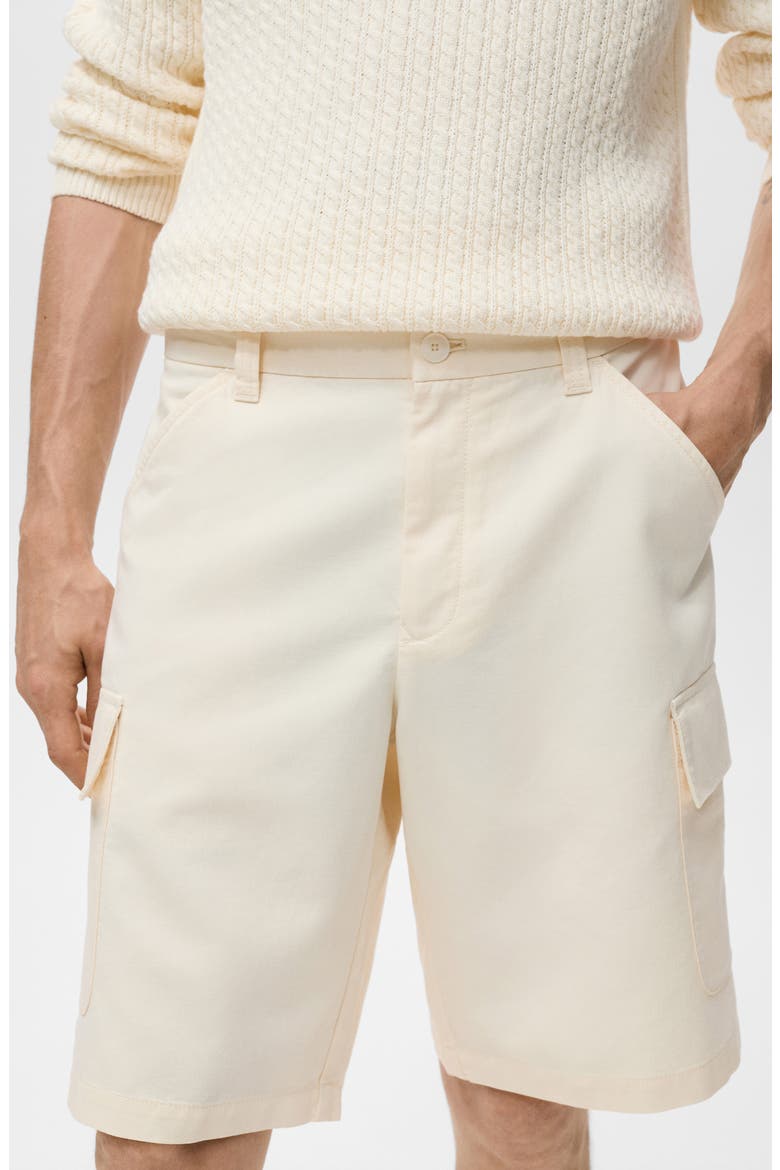 Cotton Blend Bermuda Cargo Shorts, Alternate, color, ECRU