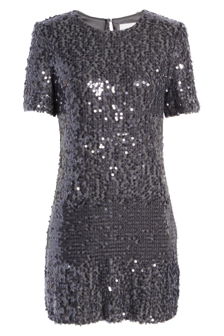 Sequin Shift Dress, Alternate, color, GUNMETAL