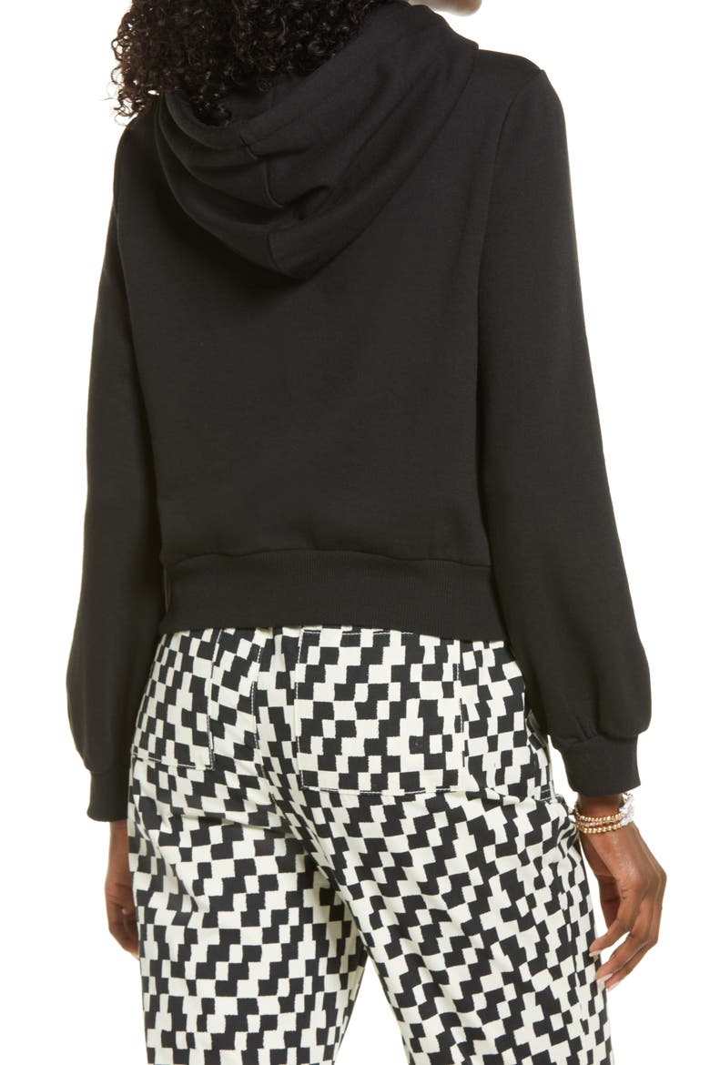 Women's Fitted Peekaboo Hoodie, Alternate, color, BLACK