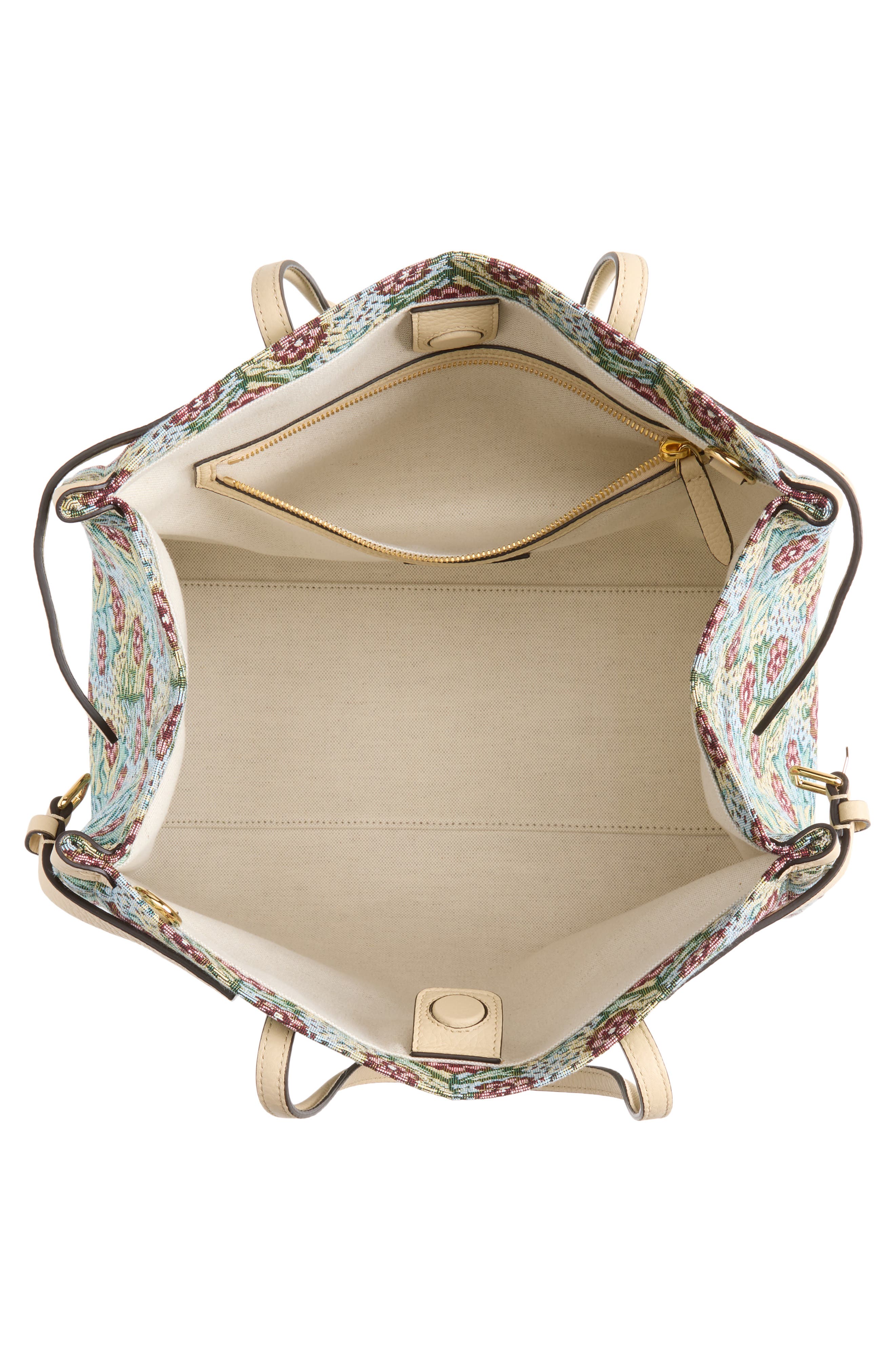 Medium Antibes V-Logo Tapestry Tote, Alternate, color, BLUE MULTI