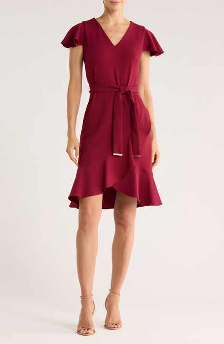 DKNY Short Sleeve Tulip Hem Fit & Flare Dress