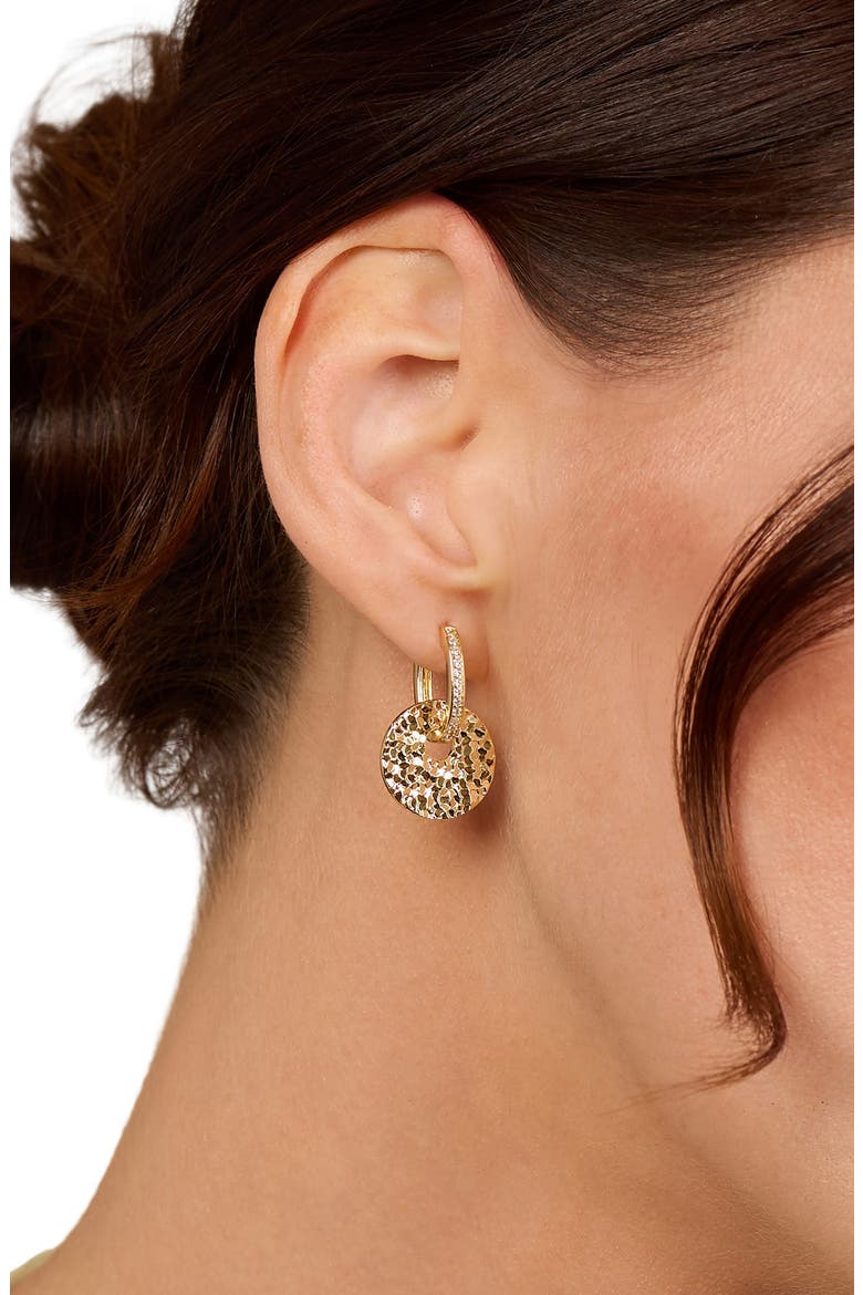 Dolce Sole Textured Round Drop Huggie Hoop Earrings, Alternate, color, GOLD