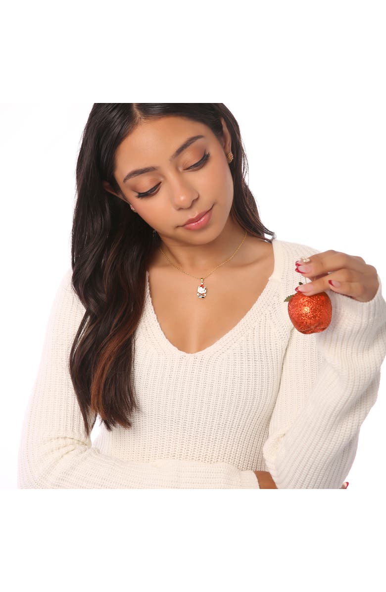 Hello Kitty Christmas Santa Pendant Necklace, Alternate, color, Gold, White, Red