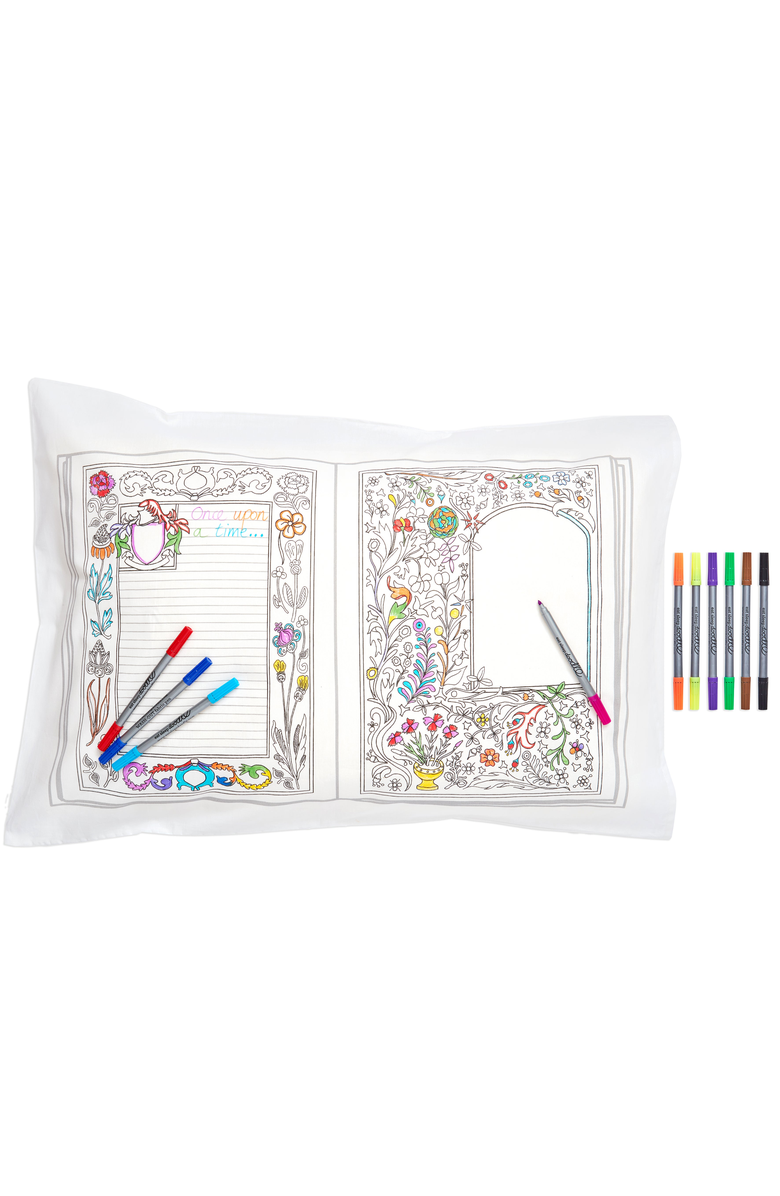 Eat Sleep Doodle Color Your Own Pillowcase Fairytale, Alternate, color, White