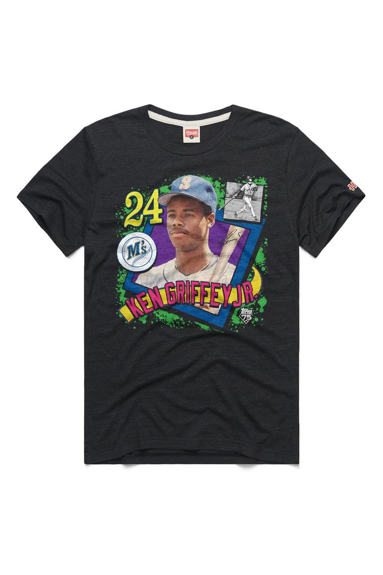 Men's Homage Ken Griffey Jr. Charcoal Seattle Mariners Topps 75 Remix Graphic T-Shirt, Main, color, Charcoal