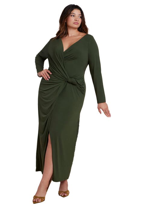 Twist Detail Knit Maxi Dress (Plus)