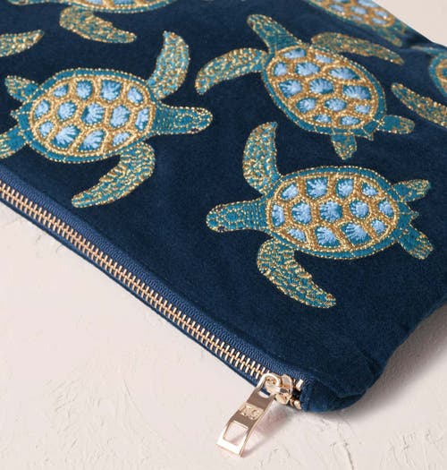 Elizabeth Scarlett Turtle Conservation Velvet Everyday Pouch In Multi
