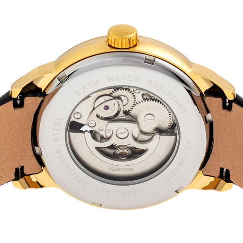 Heritor Automatic Sanford Semi-skeleton Leather-band Watch In Black