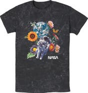 NASA Mens NASA Floral Astronaut in Space T Shirt