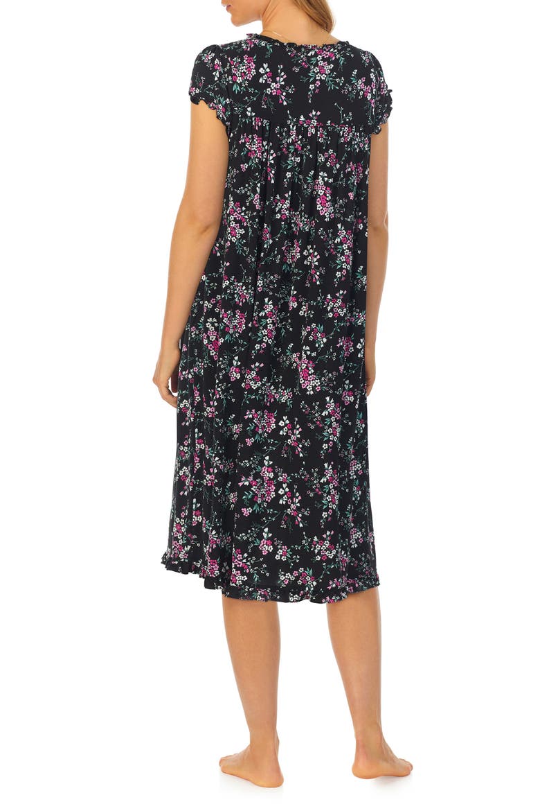 Floral Cap Sleeve Waltz Jersey Nightgown, Alternate, color, BLACK GRADE FLORAL