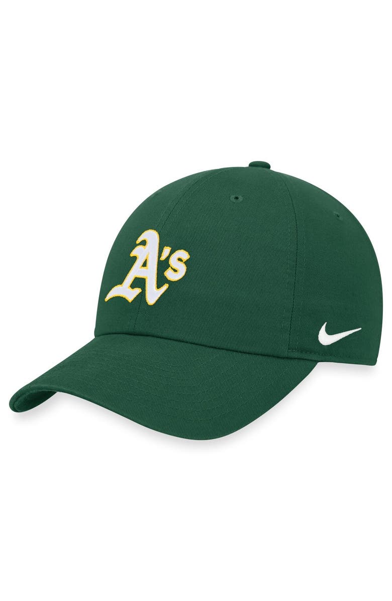 Nike Men's Nike Green Oakland Athletics Heritage 86 Lightweight Unstructured Adjustable Hat, Main, color,