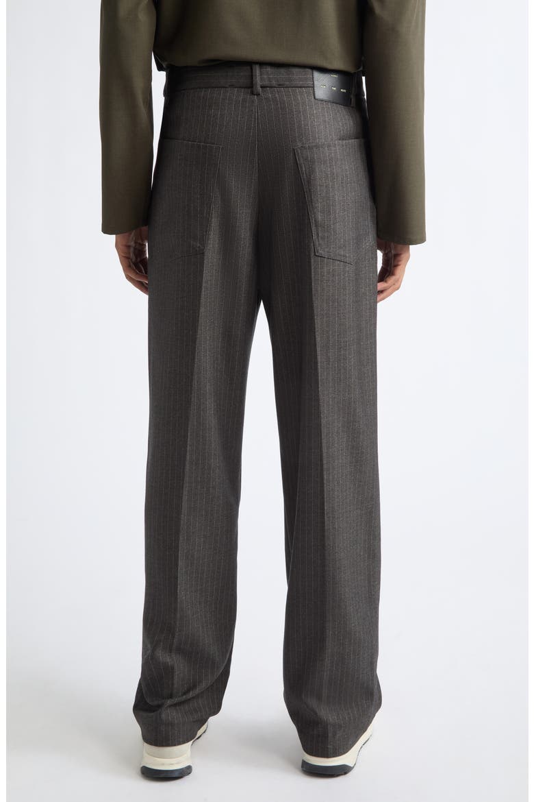 Loose Fit Pleated Flannel Pants, Alternate, color, CHARCOAL