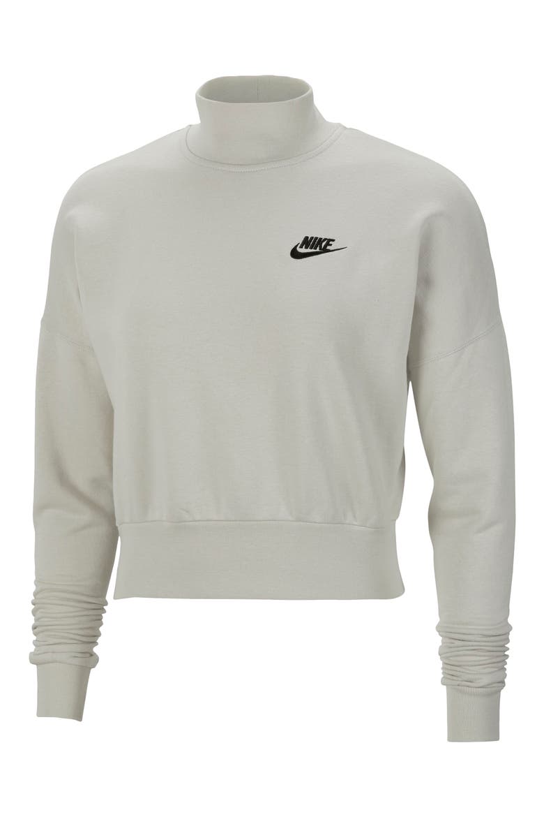 Sportswear Essential Fleece Mock Neck Sweatshirt, Alternate, color, DARK GREY HEATHER/ WHITE