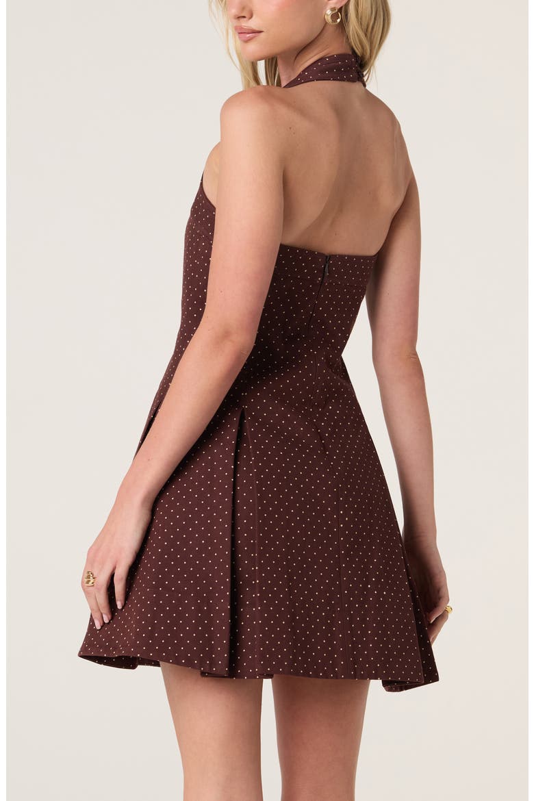 Fit & Flare Minidress, Alternate, color, BROWN POLKADOT