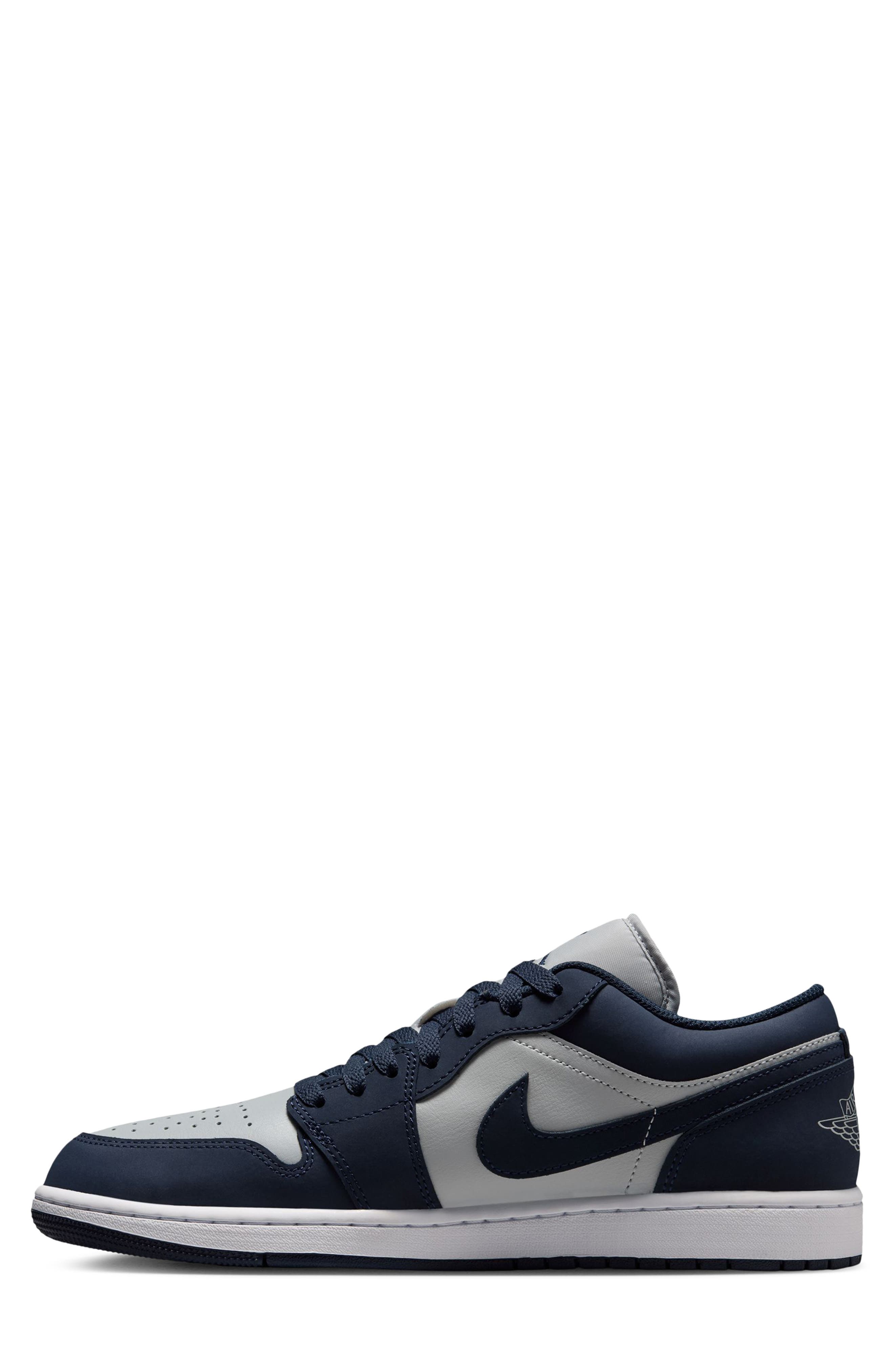 Air Jordan 1 Low Basketball Sneaker, Alternate, color, OBSIDIAN/ GREY FOG