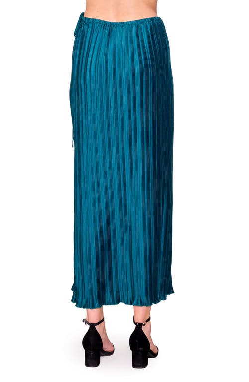 Melloday Pleat Side Tie Knit Maxi Skirt In Blue
