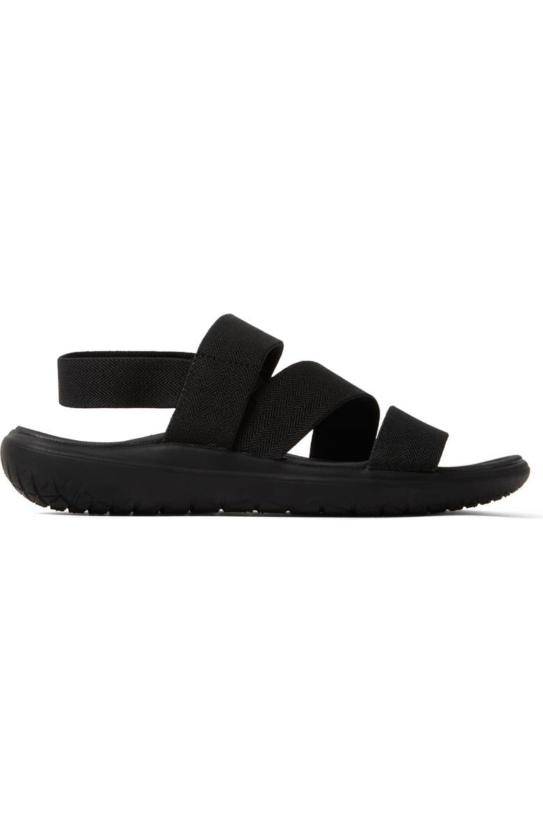 DEARFOAMS Emilia Elastic Gore Strappy Sandal, Alternate, color, Black