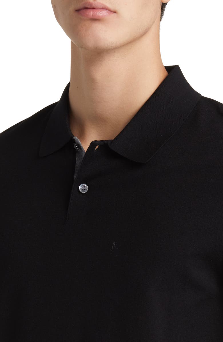 Theory Goris Solid Polo, Alternate, color, Black/ Grey Heather - A2j