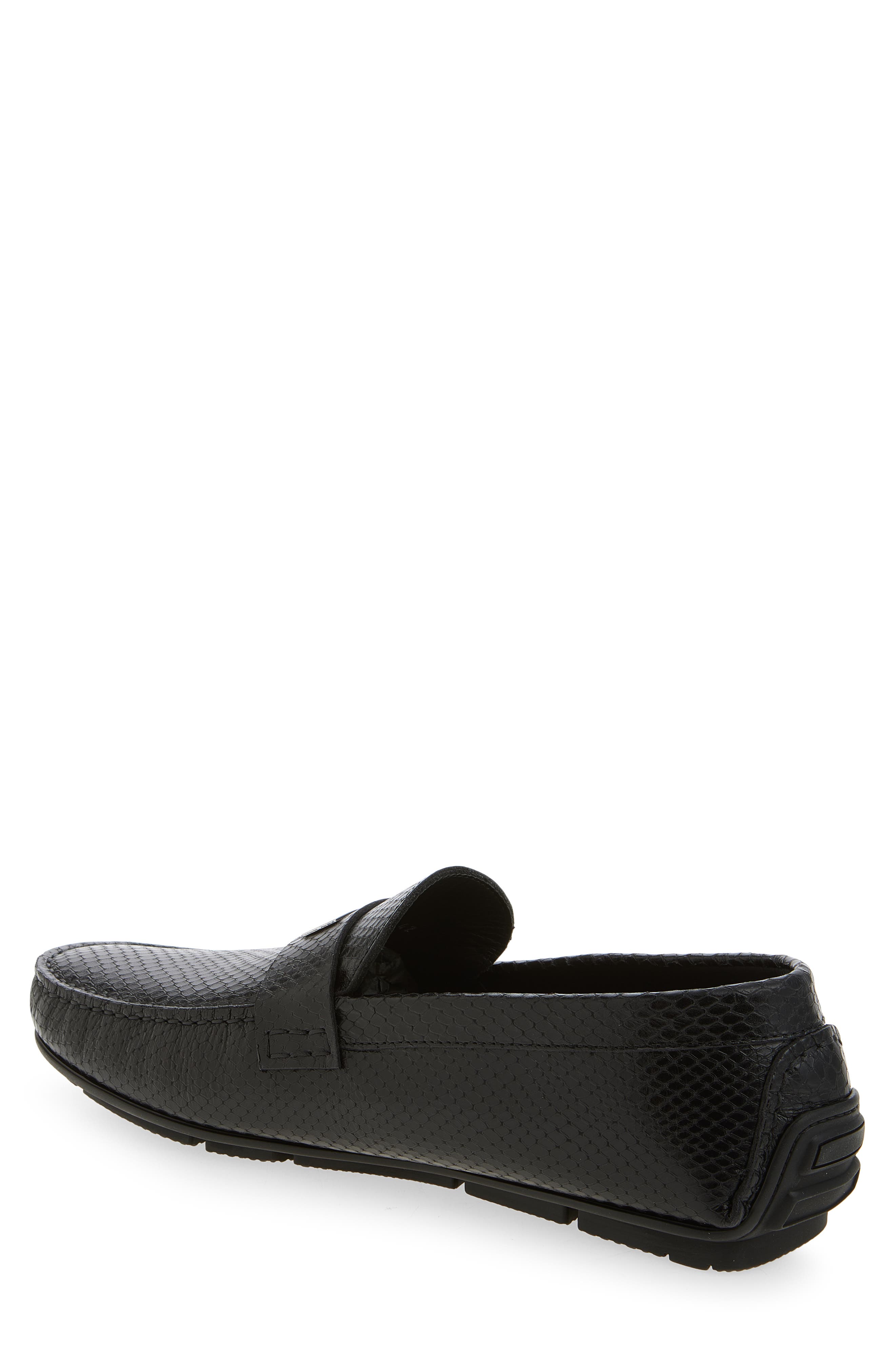 Roberto Cavalli Leather Embossed Driving Loafer, Alternate, color, 