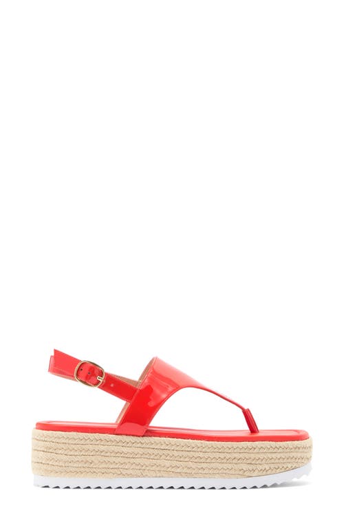Stuart Weitzman Mel Patent Espadrille Flatform Sandal In Rojo