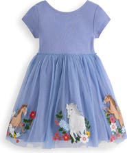 Mini Boden Kids' Ami Appliqué Jersey & Tulle Party Dress