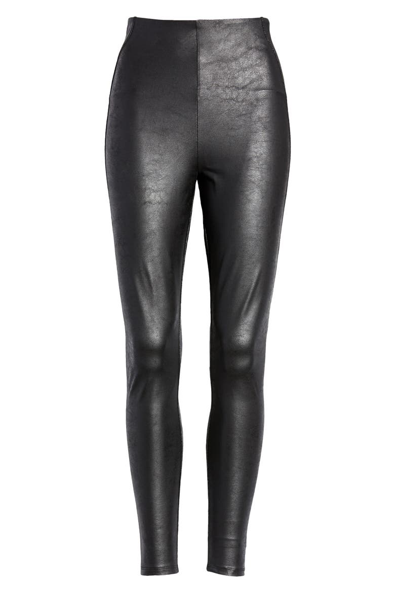 'Lyssentials Matilda Foil Leggings, Alternate, color, BLACK