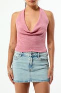 PacSun Athena Cowl Halter Neck Metallic Knit Top